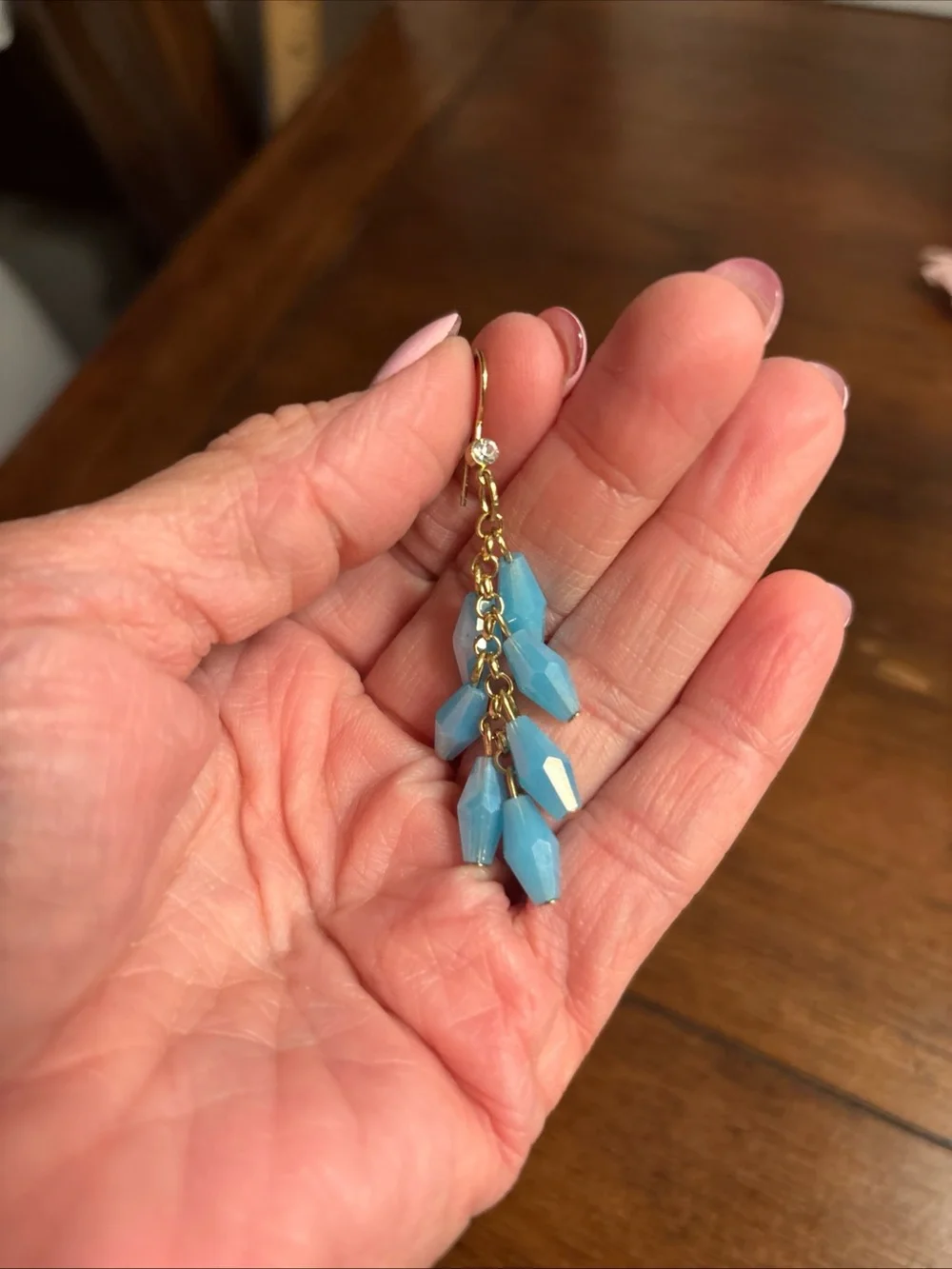 Turquoise Blue Faceted Drop Earrings - Women Jewelry